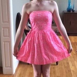 Lily Pulitzer Hot Pink Strapless Seashell Dress